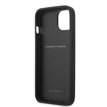 Ferrari iPhone 13 Hard Case - PU Carbon with Central Stripe - Red
