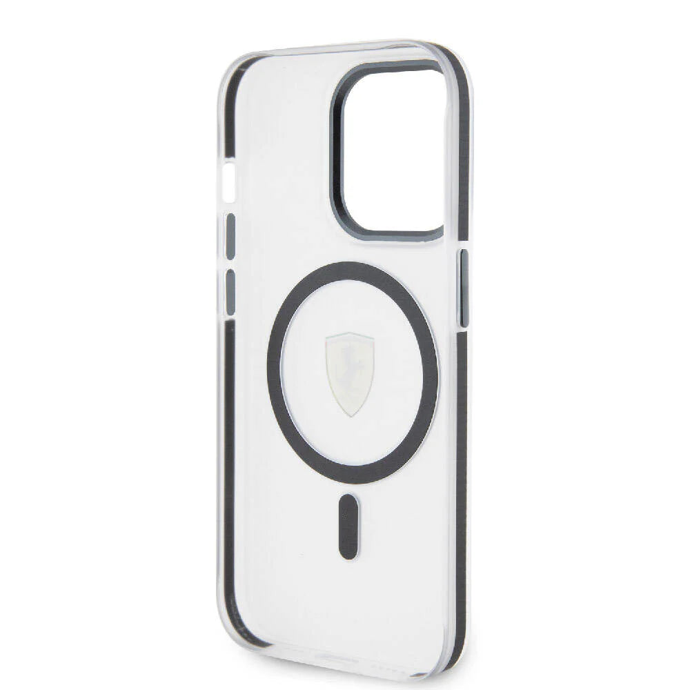 Ferrari iPhone 15 Pro Max MagSafe Hard Case - Contrast Bumper with SF Ring - Black