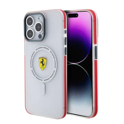 Ferrari iPhone 15 Pro Max MagSafe Hard Case - Contrast Bumper with SF Ring - Black