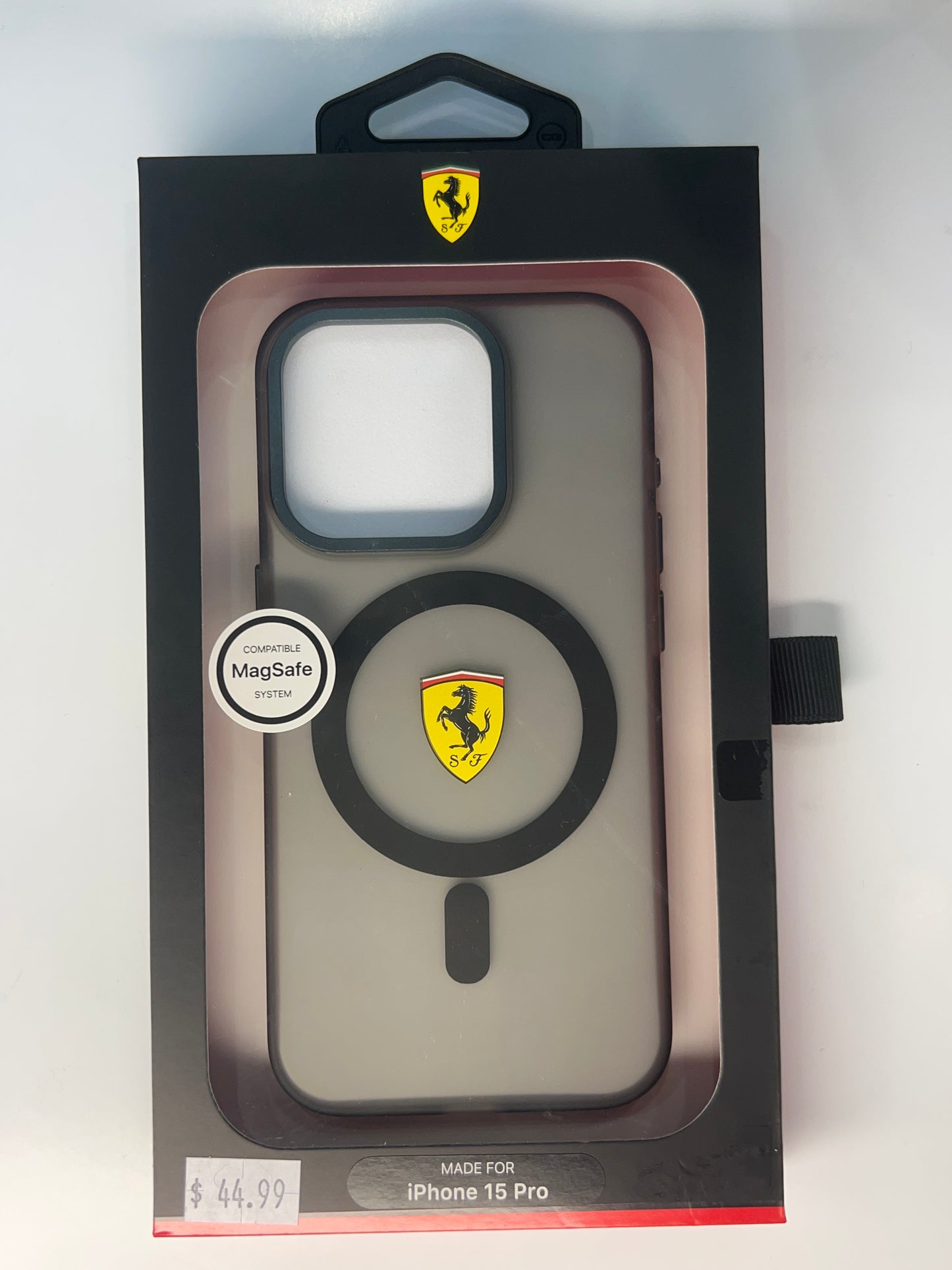Ferrari iPhone 15 Pro MagSafe Hard Case - Contrast Bumper - Black