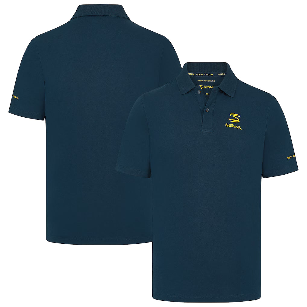 Ayrton Senna Men's Logo Polo Pageant Blue 2024-Fanwear