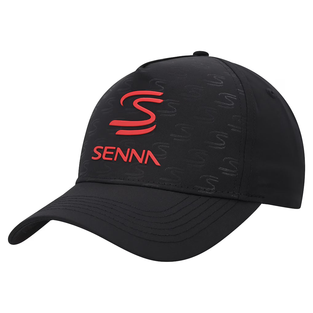Ayrton Senna Debossed Curved Peak Cap Black - Fanwear