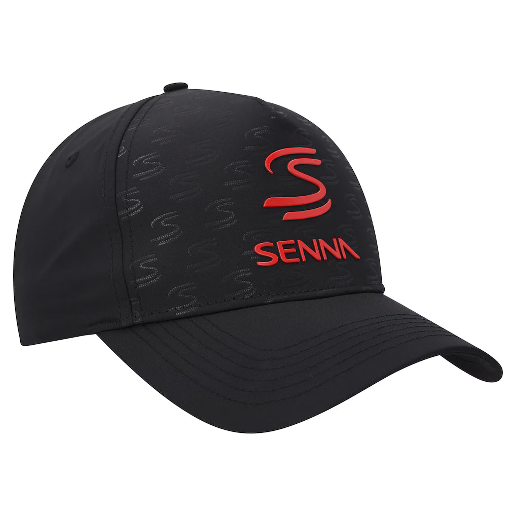 Ayrton Senna Debossed Curved Peak Cap Black - Fanwear