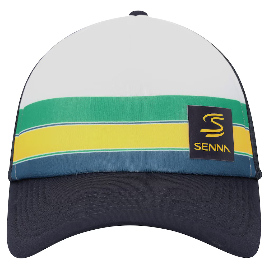 Ayrton Senna Helmet Badge Trucker Cap White - Fanwear