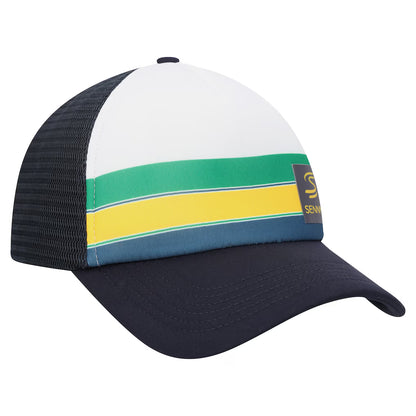 Ayrton Senna Helmet Badge Trucker Cap White - Fanwear