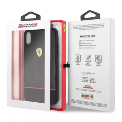 Ferrari iPhone XS Max Hard Case - On Track Racing Shield Bi-Material Carbon - Black