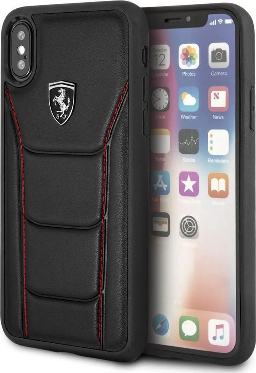 Ferrari iPhone X Hard Case - Heritage 488 Genuine Leather - Black