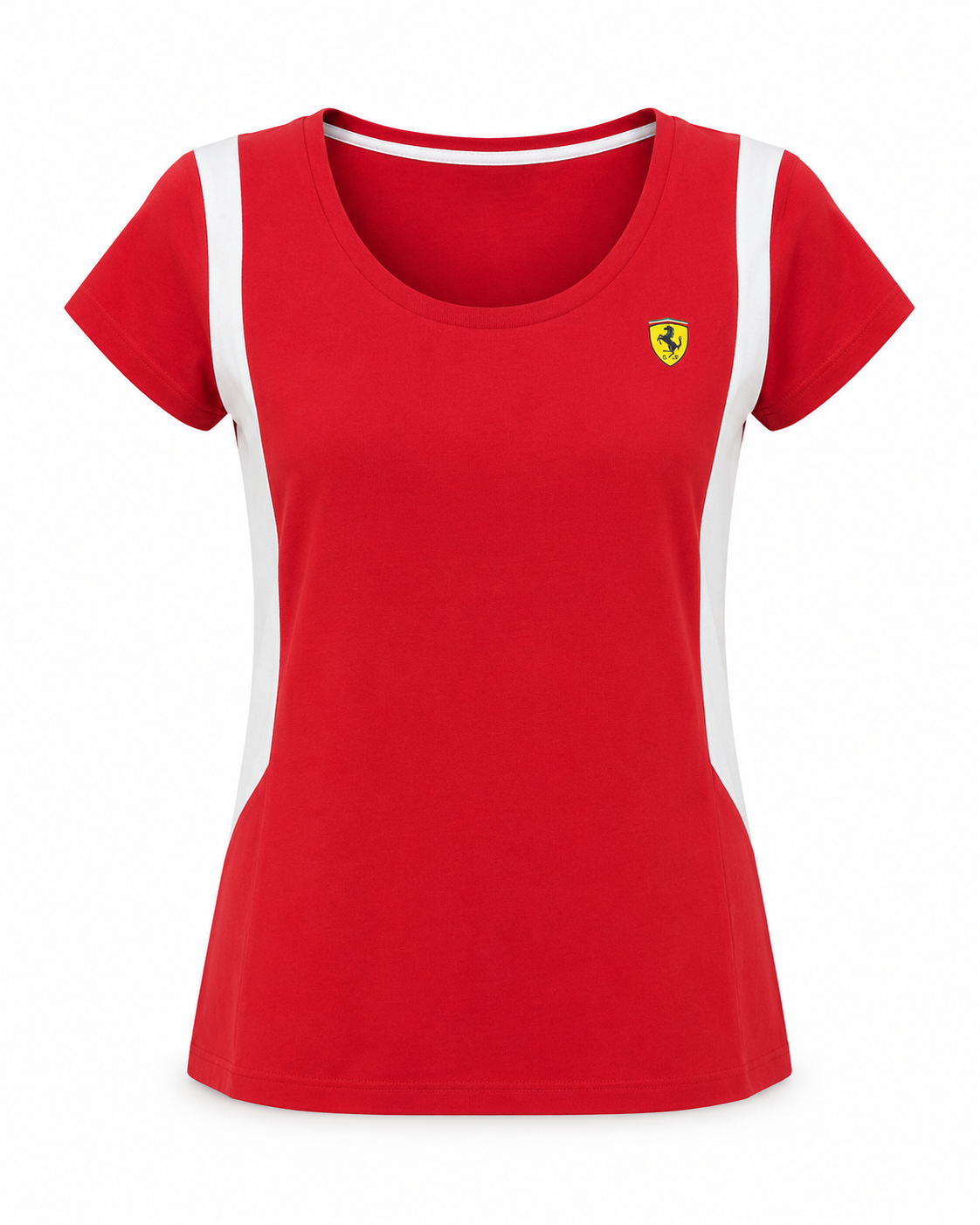 Scuderia Ferrari Women's Race T-Shirt 2016 White Stripe On Collar Red-Fanwear