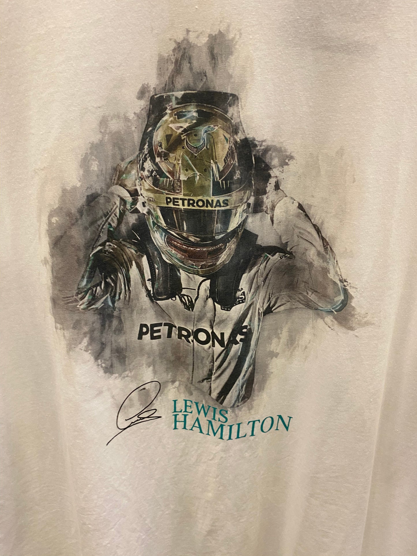 Mercedes-AMG Petronas Motorsport Mens Lewis Hamilton Helmet T-Shirt White 2018 - Fanwear