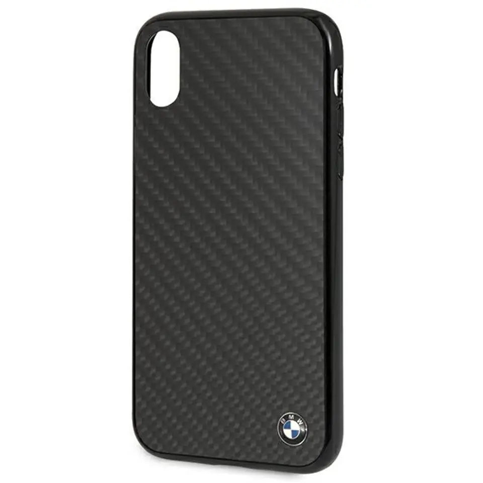 BMW iPhone XR Hard Case - Carbon Fiber with Metal Logo - Black