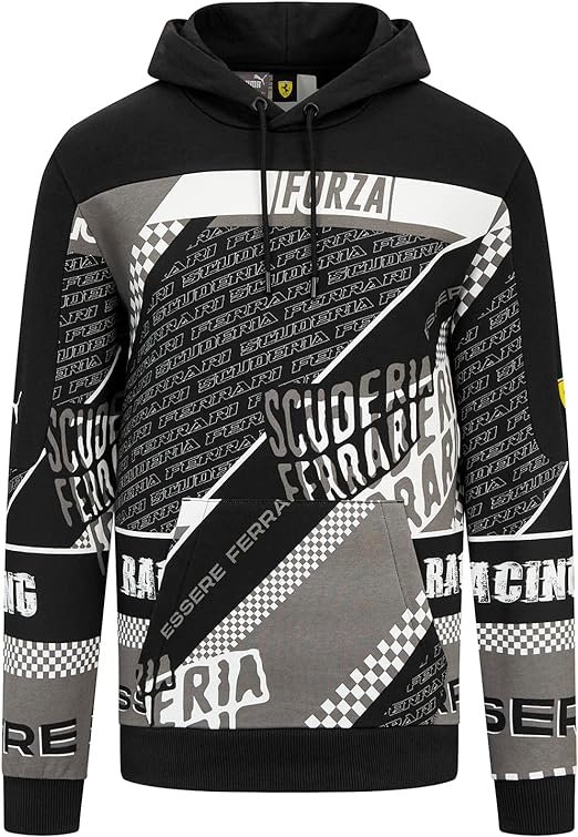 Scuderia Ferrari Men's Graphic Hoodie Black 2023-Fanwear