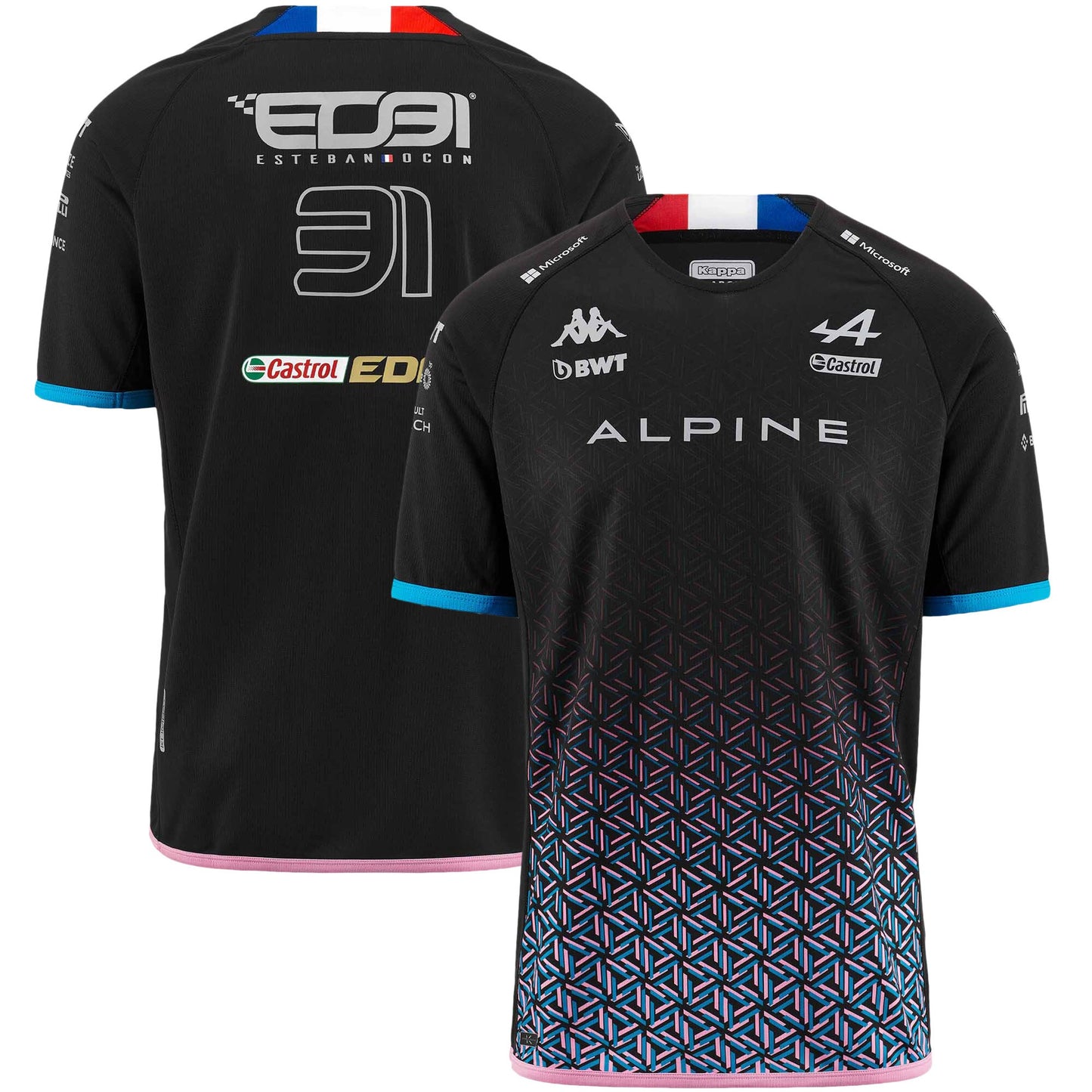 Alpine Team T-Shirt Esteban Ocon Black Liquid Blue 2023-RP Teamwear
