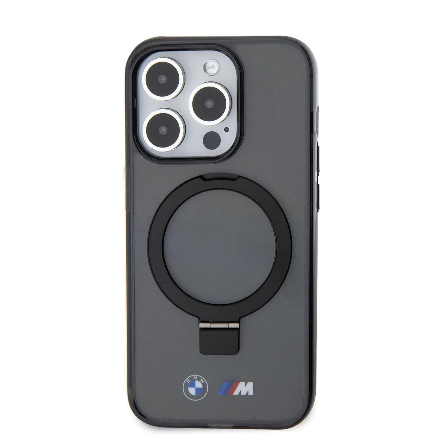 BMW iPhone 15 Pro MagSafe Hard Case - IML Ring Stand - Black