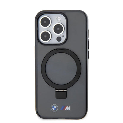 BMW iPhone 15 Pro MagSafe Hard Case - IML Ring Stand - Black