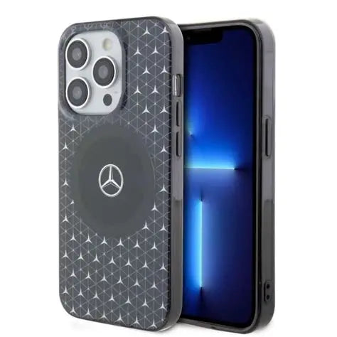 Mercedes-Benz iPhone 15 Pro Max MagSafe Case - Double Layer with Mini Stars Pattern - Black