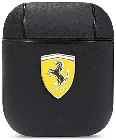 Ferrari AirPods 1/2 Case - On Track Leather with Metal Logo - Black