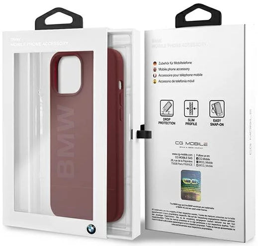 BMW iPhone 12 Pro Max Silicone Case - Metal Logo - Red