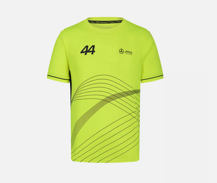 Mercedes-AMG Petronas Formula 1 Team Mens Lewis Hamilton Sports T-Shirt Neon 2024 - Fanwear