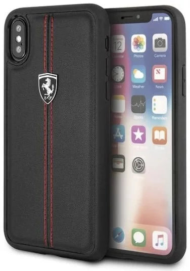 Ferrari iPhone X Hard Case - Heritage with Vertical Contrast Stripe - Black