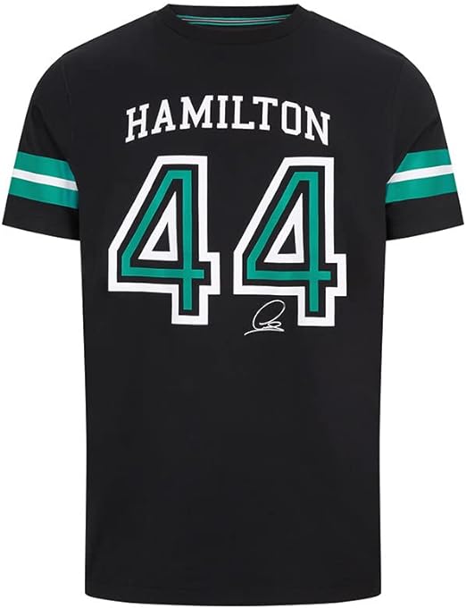 Mercedes-AMG Petronas Formula 1 Team Mens Lewis Hamilton 44 T-Shirt Black 2021 - Fanwear