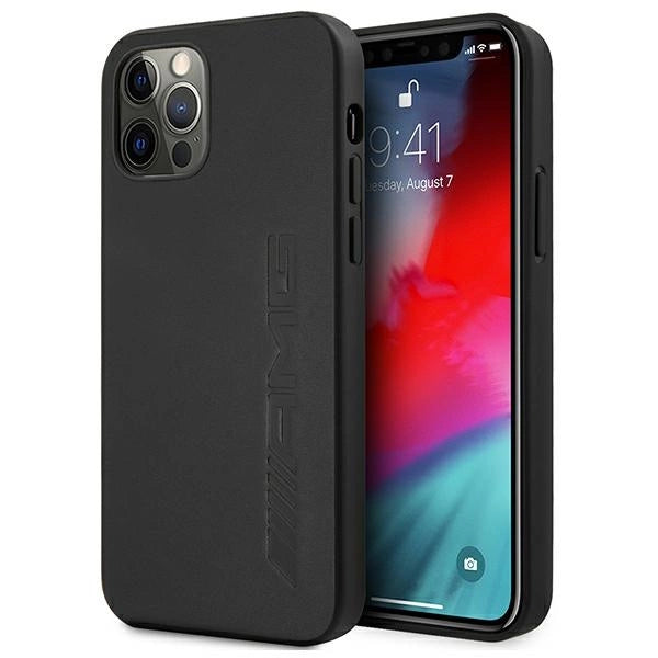 AMG iPhone 12 Pro Max Leather Case - Black with Hot-Stamped Logo