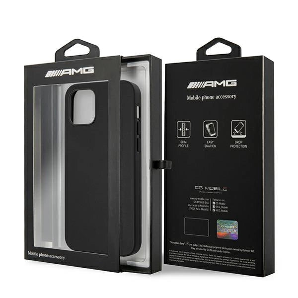 AMG iPhone 12 Pro Max Leather Case - Black with Hot-Stamped Logo