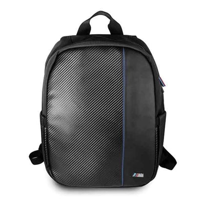 BMW PU Leather Carbon Effect Blue Stripe Backpack