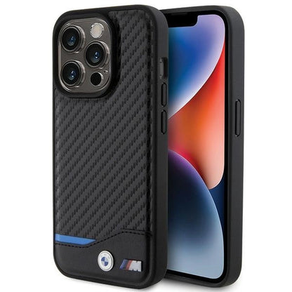 BMW M iPhone 15 Pro Hard Case - PU Carbon - Black