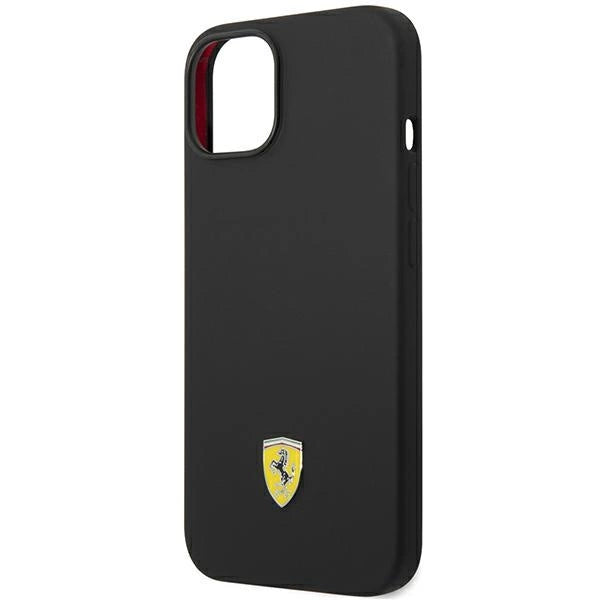 Ferrari iPhone 14 Max Hard Case - Silicone with Metal Logo - Black