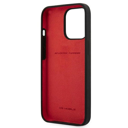 Ferrari iPhone 13 Pro Max Hard Case - On Track Silicone with Metal Logo - Black