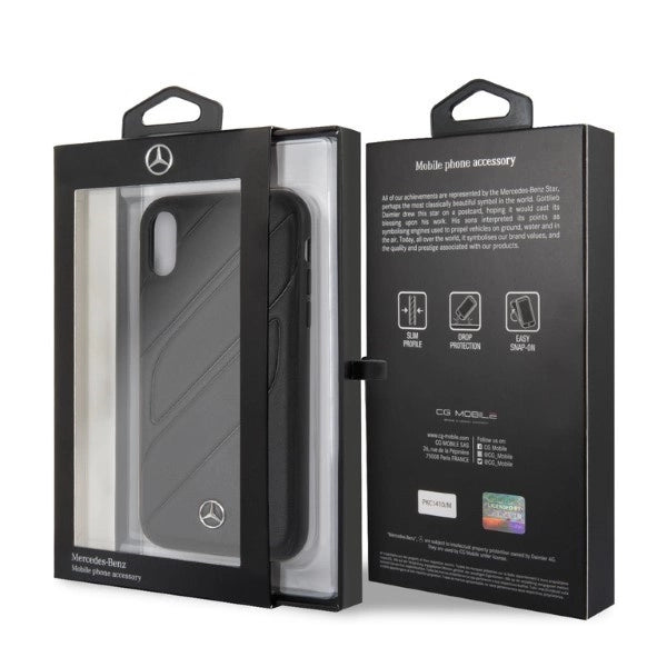 Mercedes iPhone XR Hard Case - Genuine Leather - Black