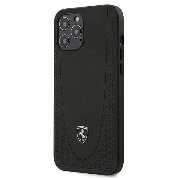 Ferrari iPhone 12 Pro Max Leather Case - Line & Performance Design - Black
