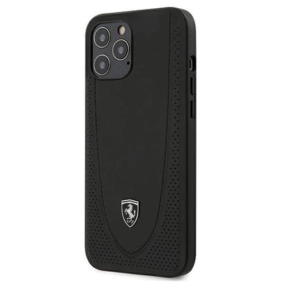 Ferrari iPhone 12 Pro Max Leather Case - Line & Performance Design - Black
