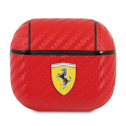 Ferrari AirPods 3 Case - PC PU Carbon with Yellow Logo - Red