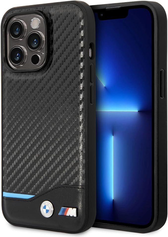 BMW M iPhone 14 Pro Hard Case - PU Carbon - Black