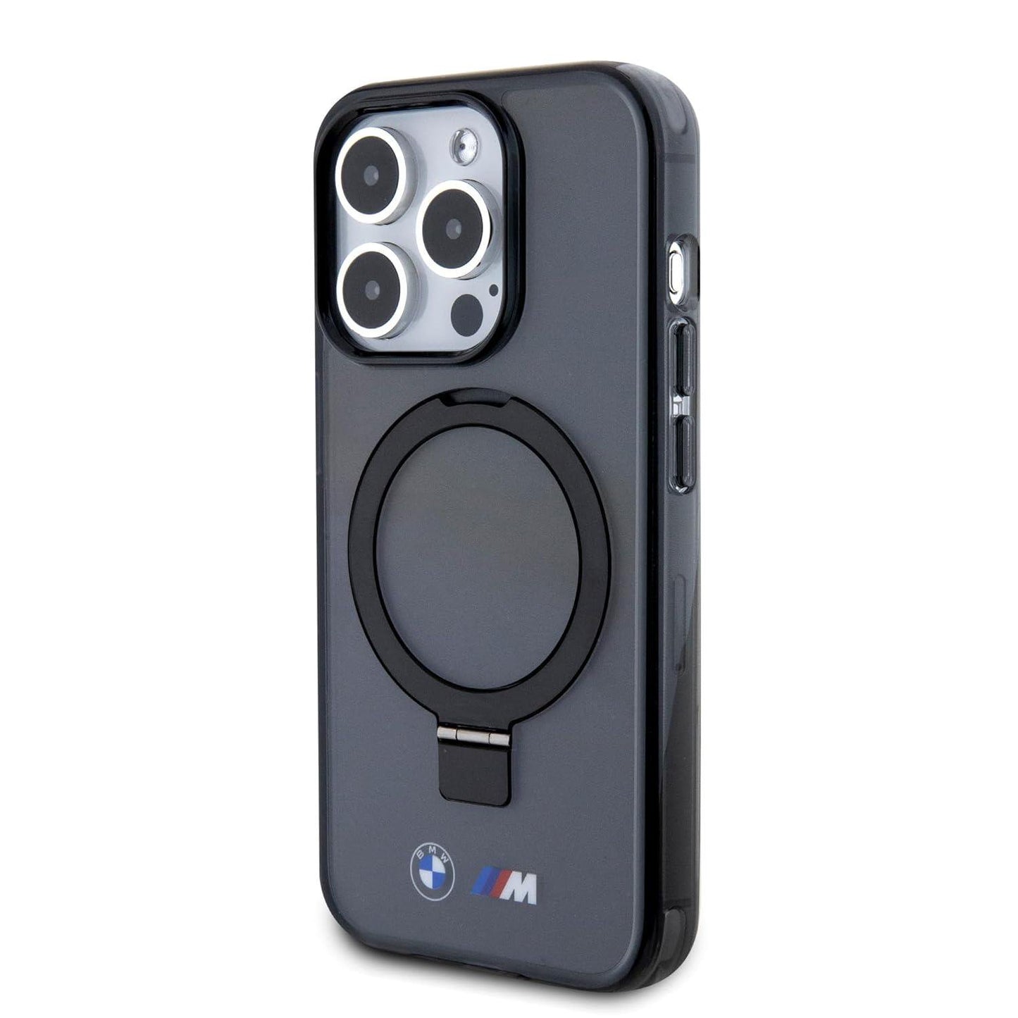 BMW iPhone 15 Pro MagSafe Hard Case - IML Ring Stand - Black