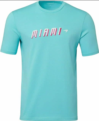 Mclaren Men's Miami Neon Graphic T-Shirt Aqua Sky 2022-Fanwear