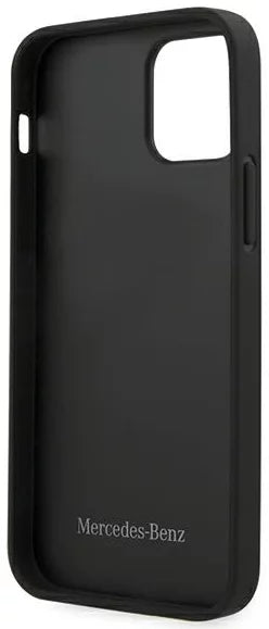 Mercedes iPhone 12 Pro Hard Case - Real Leather with Carbon Fiber - Black