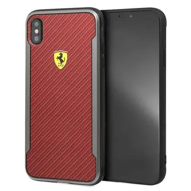 Ferrari iPhone XS Max Hard Case - Printed Carbon Effect - Black