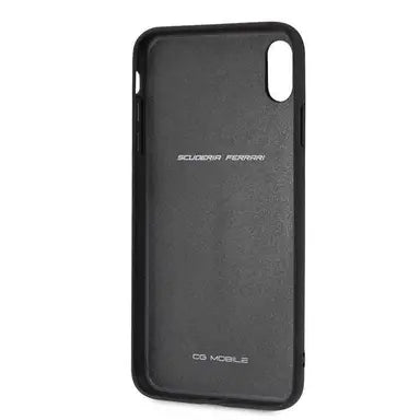 Ferrari iPhone XS Max Hard Case - PU Rubber Soft Touch with Shield - Black