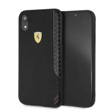 Ferrari iPhone XR Hard Case - PU Rubber Soft Touch with Shield - Black