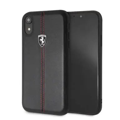 Ferrari iPhone XR Hard Case - Genuine Leather Heritage - Black