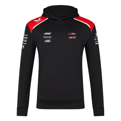 Haas F1 Team Men's Overhead Hoodie Caviar Scarlet 2026 - RP Teamwear