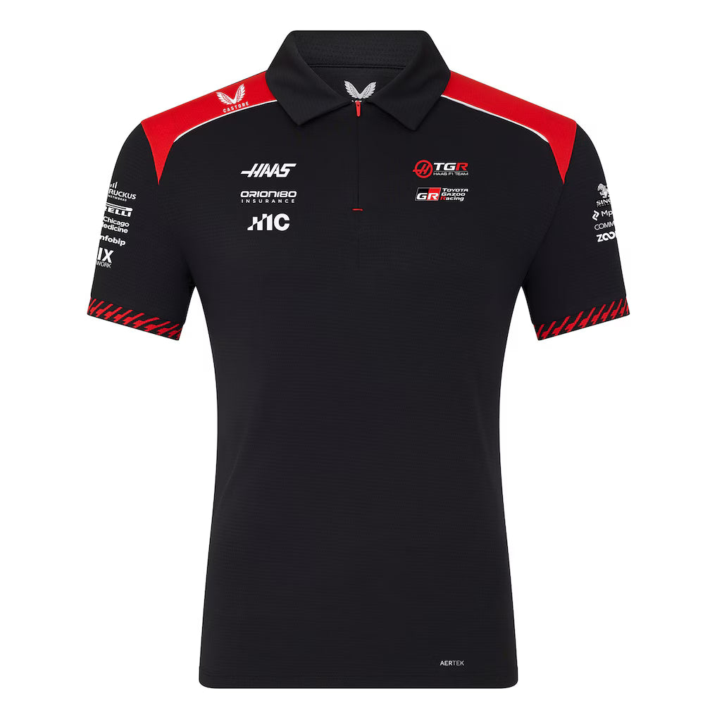 Haas F1 Team Men's Polo Shirt Caviar Scarlet 2026 - RP Teamwear