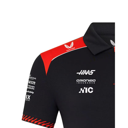 Haas F1 Team Men's Polo Shirt Caviar Scarlet 2026 - RP Teamwear