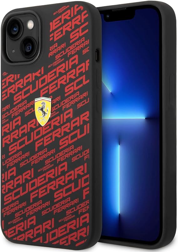 Ferrari iPhone 14 Hard Case - Smooth PU with Italy Flag Line - Red