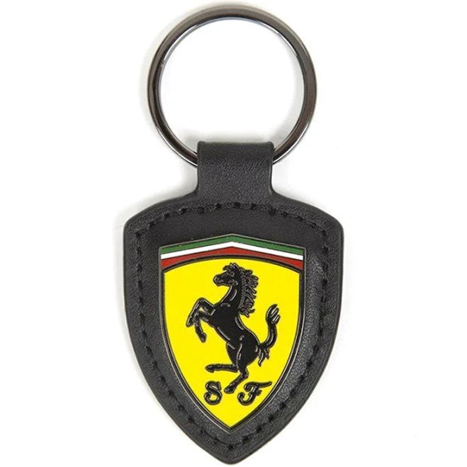 Scuderia Ferrari Leather FOB Black Keyring - Fanwear