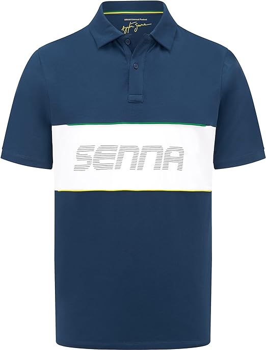 Ayrton Senna Men's Race Polo Navy-Fanwear