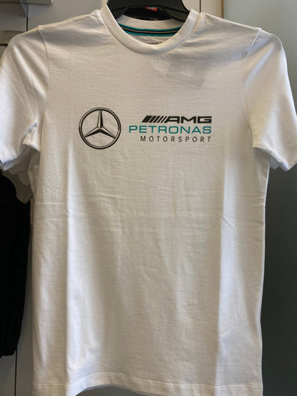 Mercedes-AMG Petronas Motorsport Mens Large Logo T-Shirt 2020 White - Fanwear