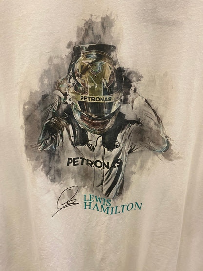 Mercedes-AMG Petronas Motorsport Mens Lewis Hamilton Helmet T-Shirt White 2018 - Fanwear